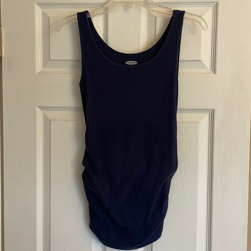 Navy maternity fitted tank top
